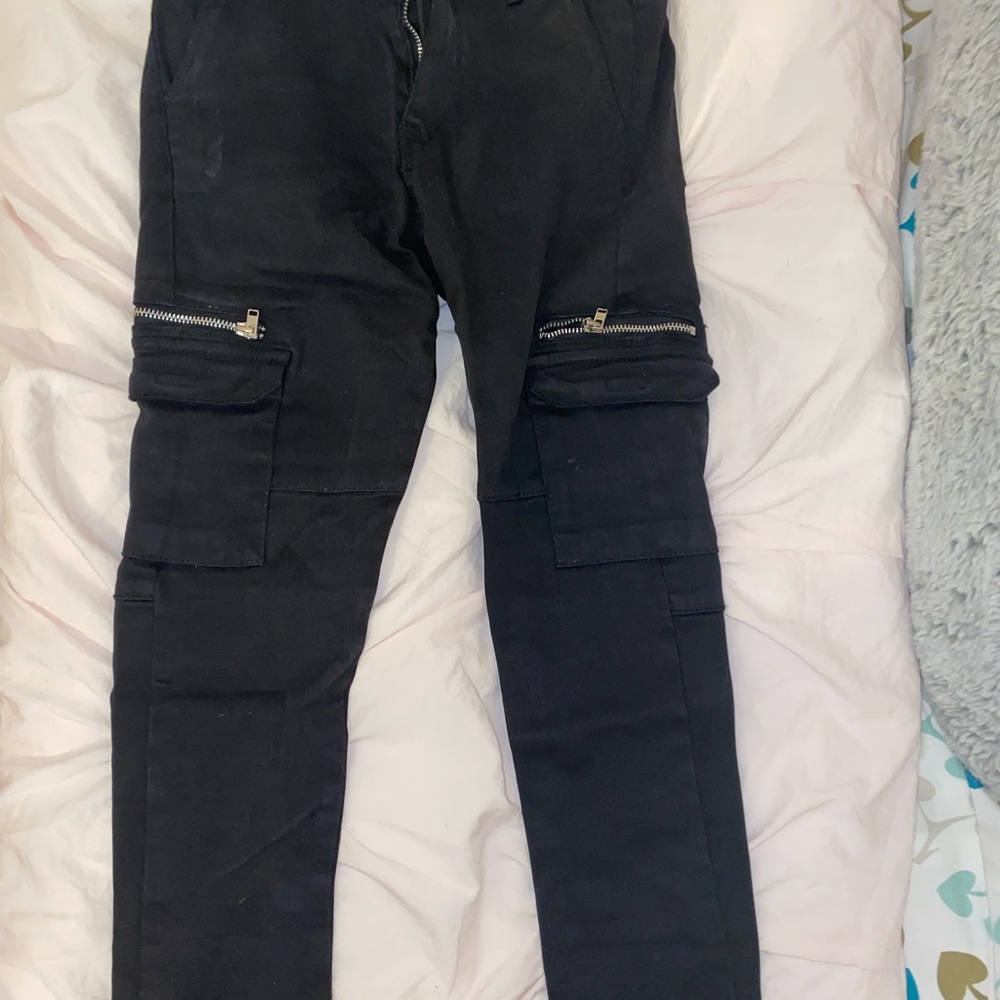 Girls Black Cargo Pants